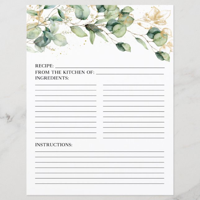 Page Elegant Eucalyptus Feuille Recette (Devant)