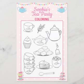 Page Filles Anniversaire Tea Party Coloration