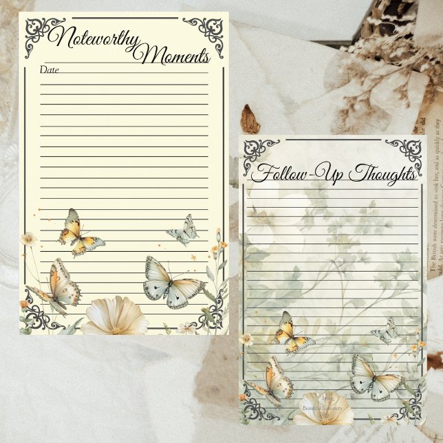 Page Fleurs sauvages de chalet Classeur jaune doux (Cottage Wildflowers Soft Yellow Binder Journal Note Page)