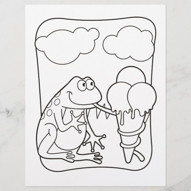 Page Frog avec Icecream Coloriage (Devant)