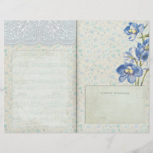 Page Journal à motifs floraux bleus et dentelle
