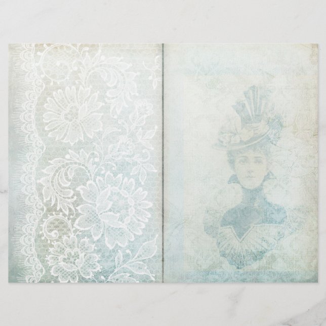 Page Journal de dentelle bleue vintage (Devant)