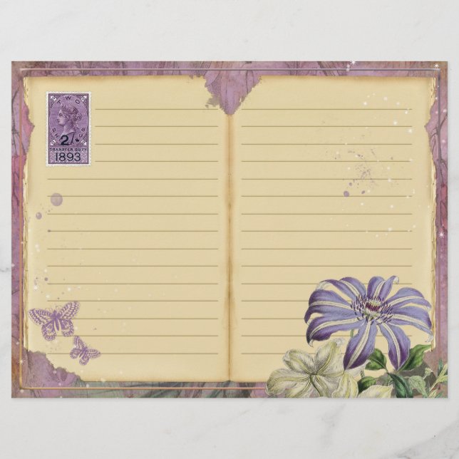 Page Journal Floral Passion vintage (Dos)