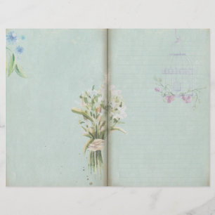 Page Journal floral Vintage bleu Shabby
