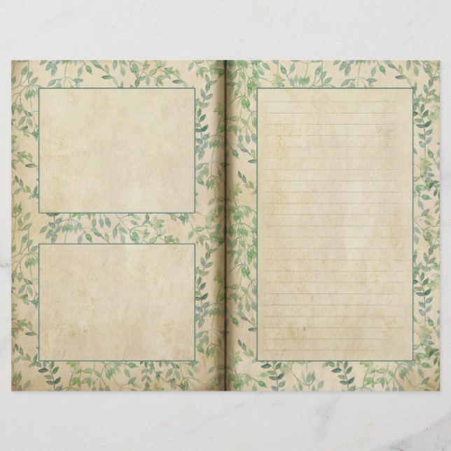 Page Journal Motif Feuille vert (Devant)