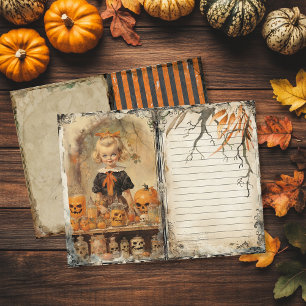 Page Journal vintage Déplaisant pour fille Hallowe