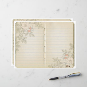 Page Journal vintage Livre d'écriteau Rose sauvage