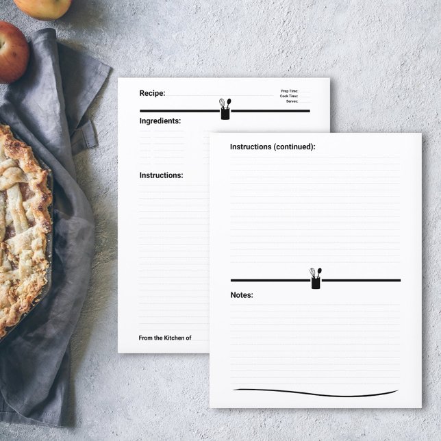 Page Livre de recettes minimaliste (Minimalist Recipe Cookbook Page)