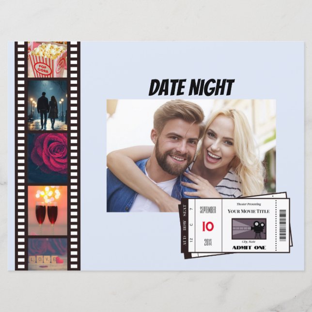 Page Personnalisable Date Night Movie Scrapbook (Devant)