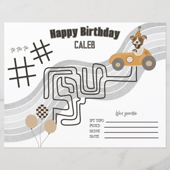 Page Race Car Chien Reversible Coloration Activité (Devant)