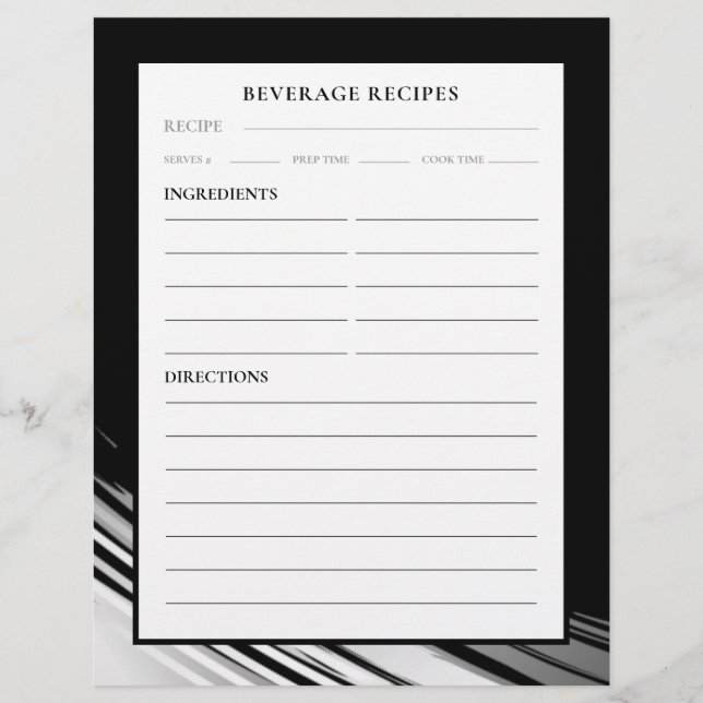Page Recette | Boissons | Noir & Blanc Swoosh (Devant)