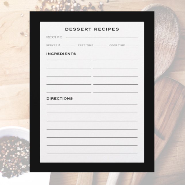Page Recette | Dessert | Blanc noir simple (Créateur téléchargé)