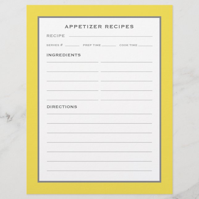 Page Recette | Entrée | Gris jaune simple (Devant)