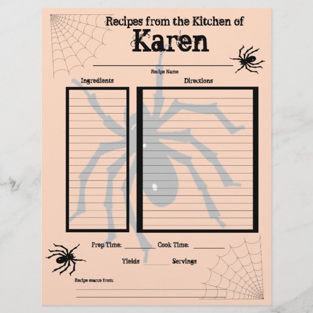 Page Recette Halloween personnalisée (Devant)