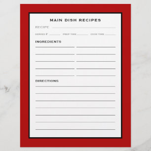 Page Recette Plat principal Noir rouge et blan