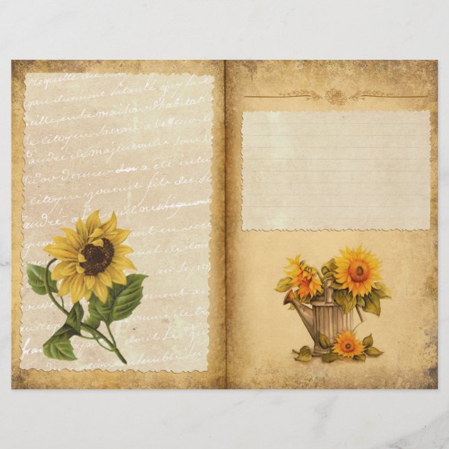 Page Rustic Sunflower Journal (Devant)