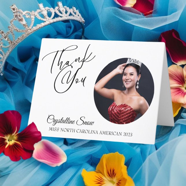 Pageant Merci Cartes | Personnaliser avec photo (Show your gratitude with a personal thank you card for your sponsors, supporters, and pageant staff)