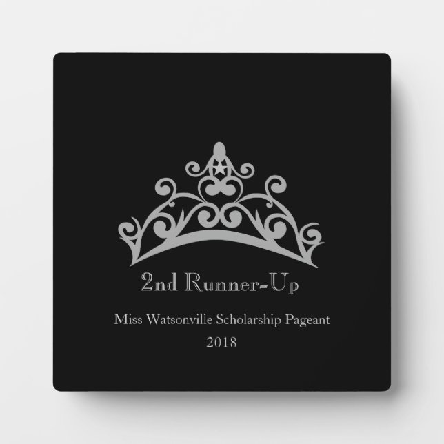 Pageant Silver Tiara Crown 2nd Runner-up Plaque (Devant)