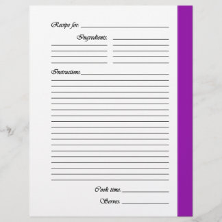 Pages de recette à deux côtés pourpres