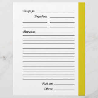 Pages de recette à deux faces jaunes