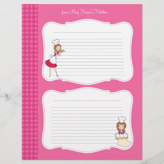 Pages de recette mignonnes pour les Classeurs (Devant)