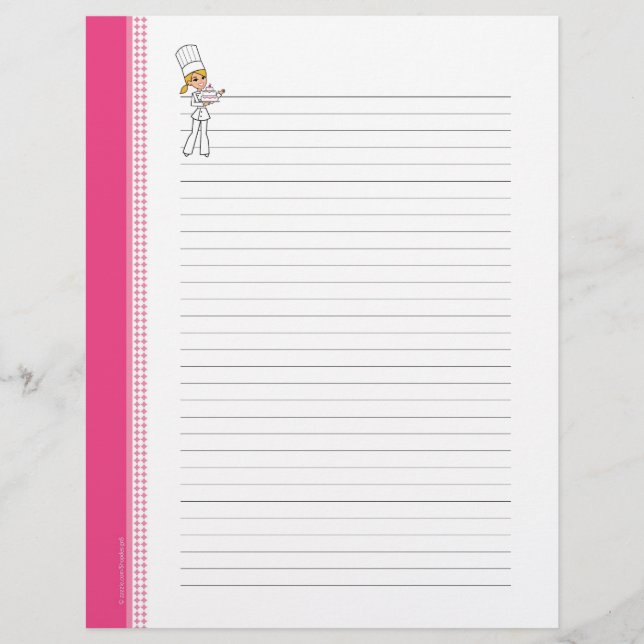 Pages de recette personnalisées pour classeur (Devant)