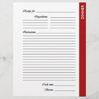 Pages de recette recto-verso de DINNER rouge