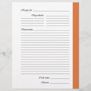Pages de recette recto verso orange