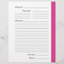 Pages de recette recto-verso rose