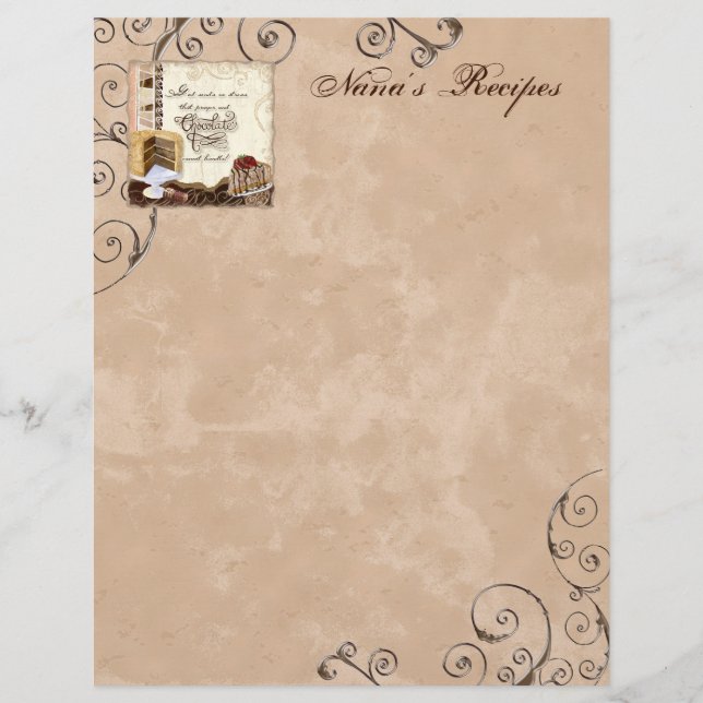 Pages de recettes de prière et de chocolat pour le (Devant)