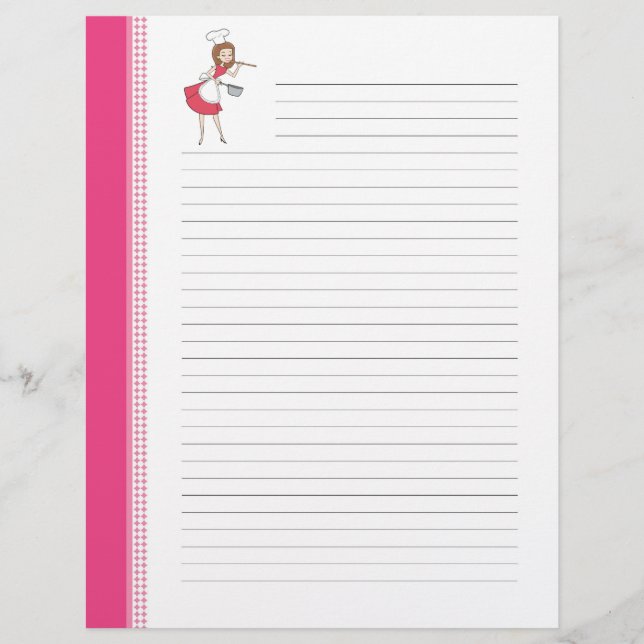 Pages de recettes lignées d'art rétro pour femmes  (Devant)