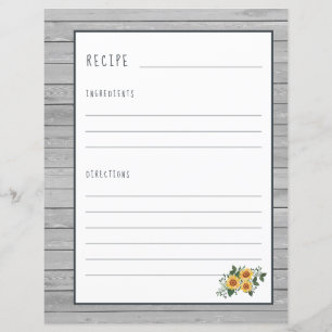 Pages de recettes rustiques pour l'organisateur de