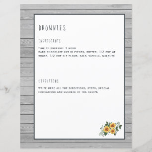 Pages de recettes rustiques pour l'organisateur de