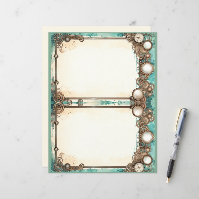 Pages du journal Turquoise et Steampunk (Devant/Arrière en situation)