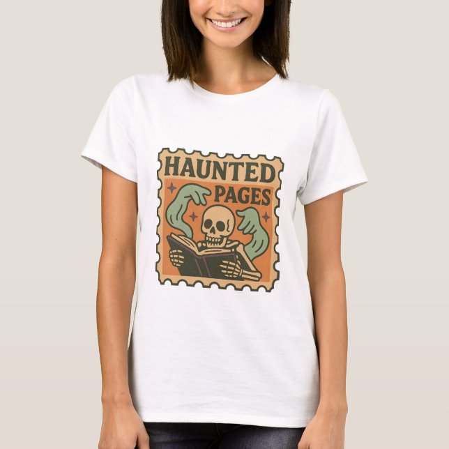 Pages Hantées T-Shirt - Gothic Academia Skeleton (Devant)