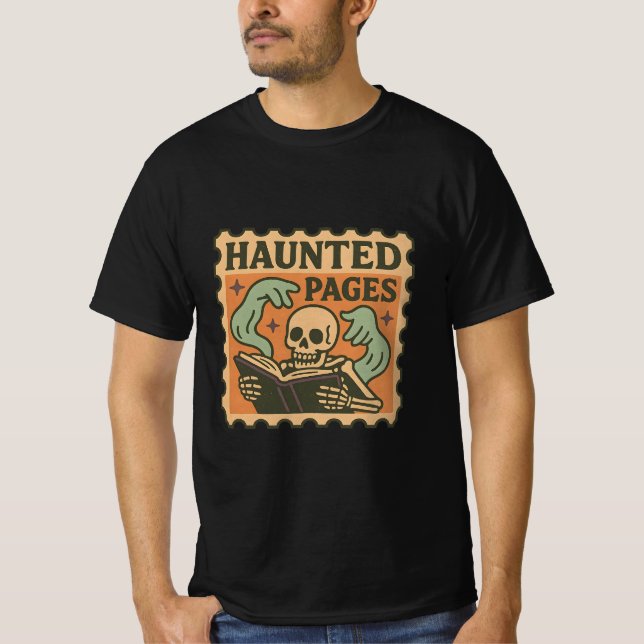 Pages Hantées T-Shirt - Gothic Academia Skeleton (Devant)