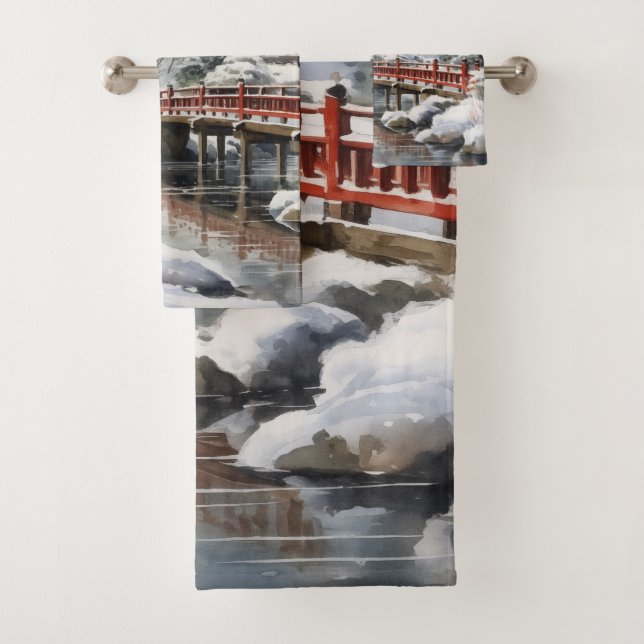 Pagode japonaise gris rouge Soribashi hiver (En situation)