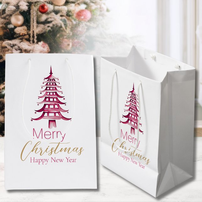 Pagode Rouge Sac cadeau Arbre de Noël (Red Pagoda Christmas Tree Gift Bag)