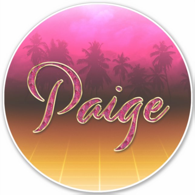 Paige prénom nom autocollant rose doré (Devant)