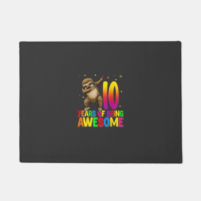 Paillasson 10 Years Old Birthday Sloth Dabbing 10th Birthday  (Devant)