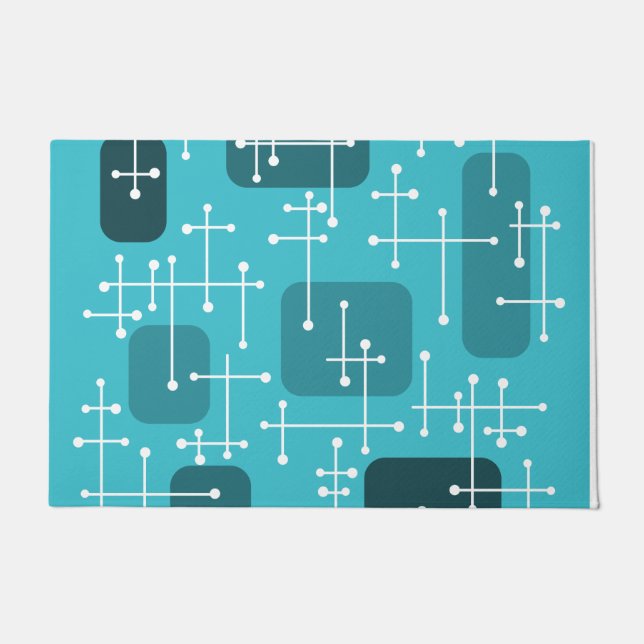 Paillasson 1950 Eames Era Art Crosshairs Turquoise (Devant)