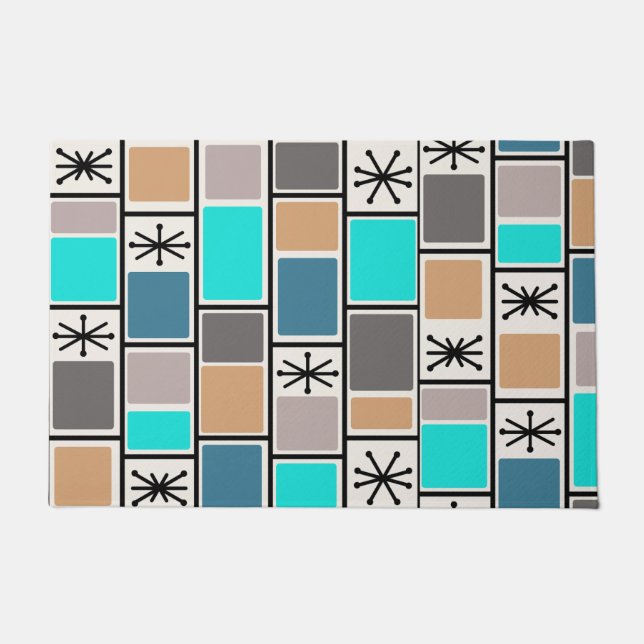 Paillasson 1950 L'Âge Atomique Rectangle Starbursts (Devant)