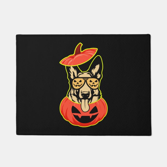 Paillasson 28 Berger Allemand En Citrouille Effrayant Chemise (Devant)