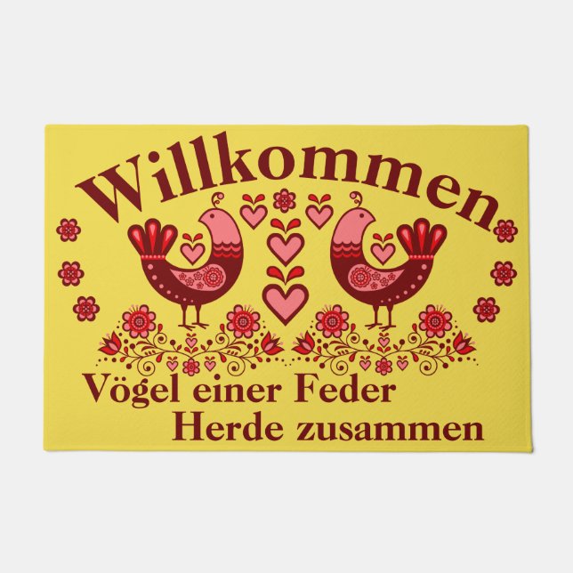 Paillasson 2 Folk Vögel einer Feder, Willkommen, pourrir (Devant)