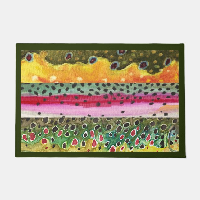 Paillasson 3 Big Beautity Trout Fly Pêche Bienvenue (Devant)