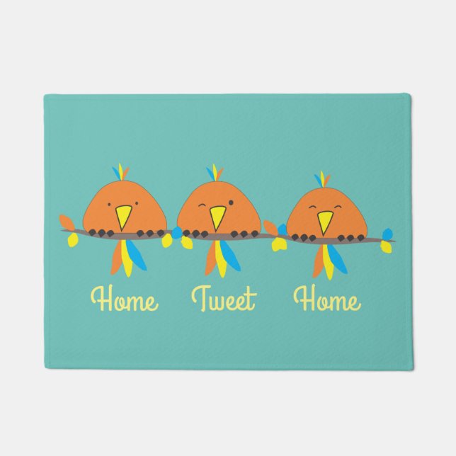 Paillasson 3 Oiseaux sur un fil Accueil Tweet Accueil (Devant)