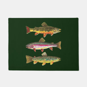 Paillasson 3 truites pour pêcheurs de mouches et pêcheurs