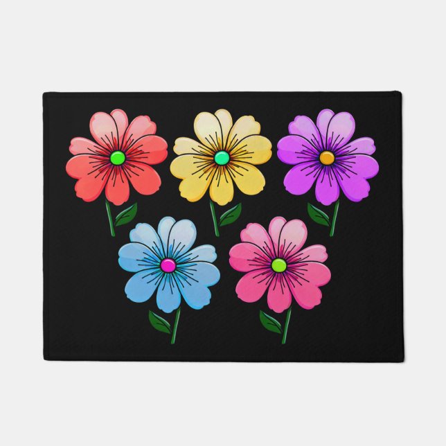 Paillasson 5 Fleurs de couleur (Devant)