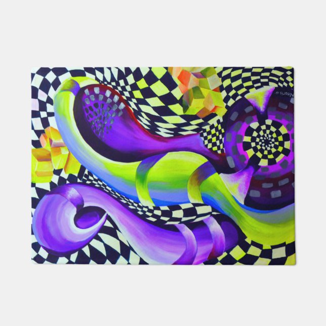 Paillasson 80 s Art Deco Geometric Pattern (Devant)