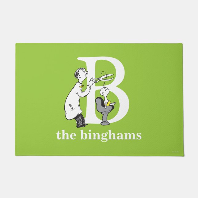 Paillasson ABC du Dr Seuss : Lettre B - Blanc | Ajouter Votre (Devant)